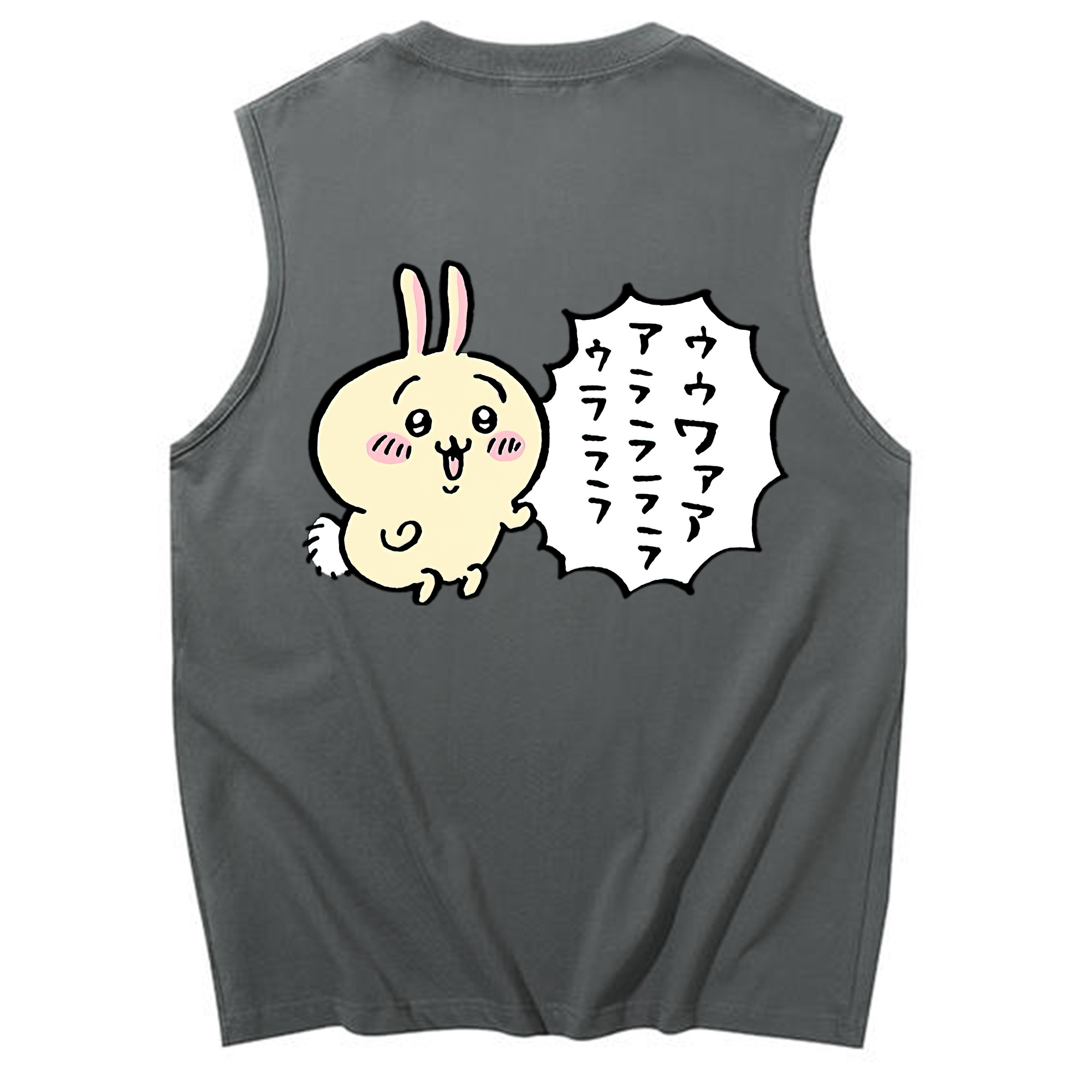 （画像用） ちいかわ うさぎ Chii-kawa usagi コットン100％タンクトップ（背面プリント）